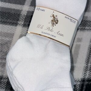 U.S. Polo Assn. Men's Classic White Quarter Crew Socks